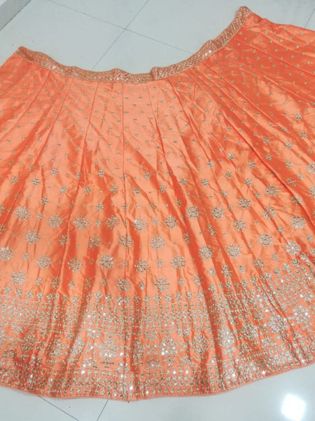 Orange Color Trendy Designer sequins embroidery Work Wedding Wear Lehenga Choli