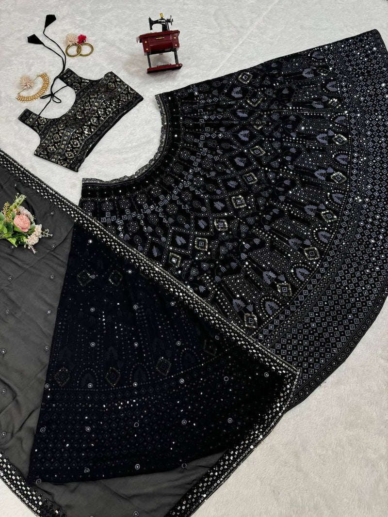 Black Color Georgette Sequins Work Designer Trendy Lehenga Choli