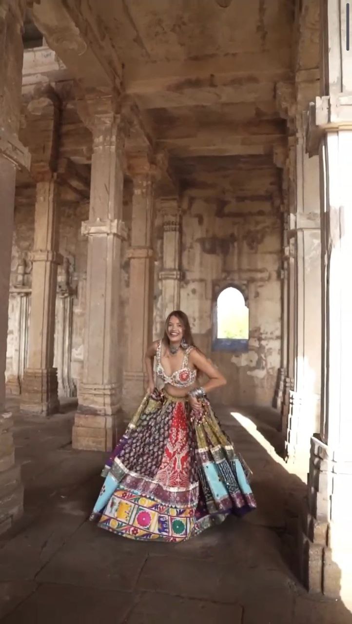 Multi Color Designer Digital Printed Mirror Work Bollywood Style Lehenga