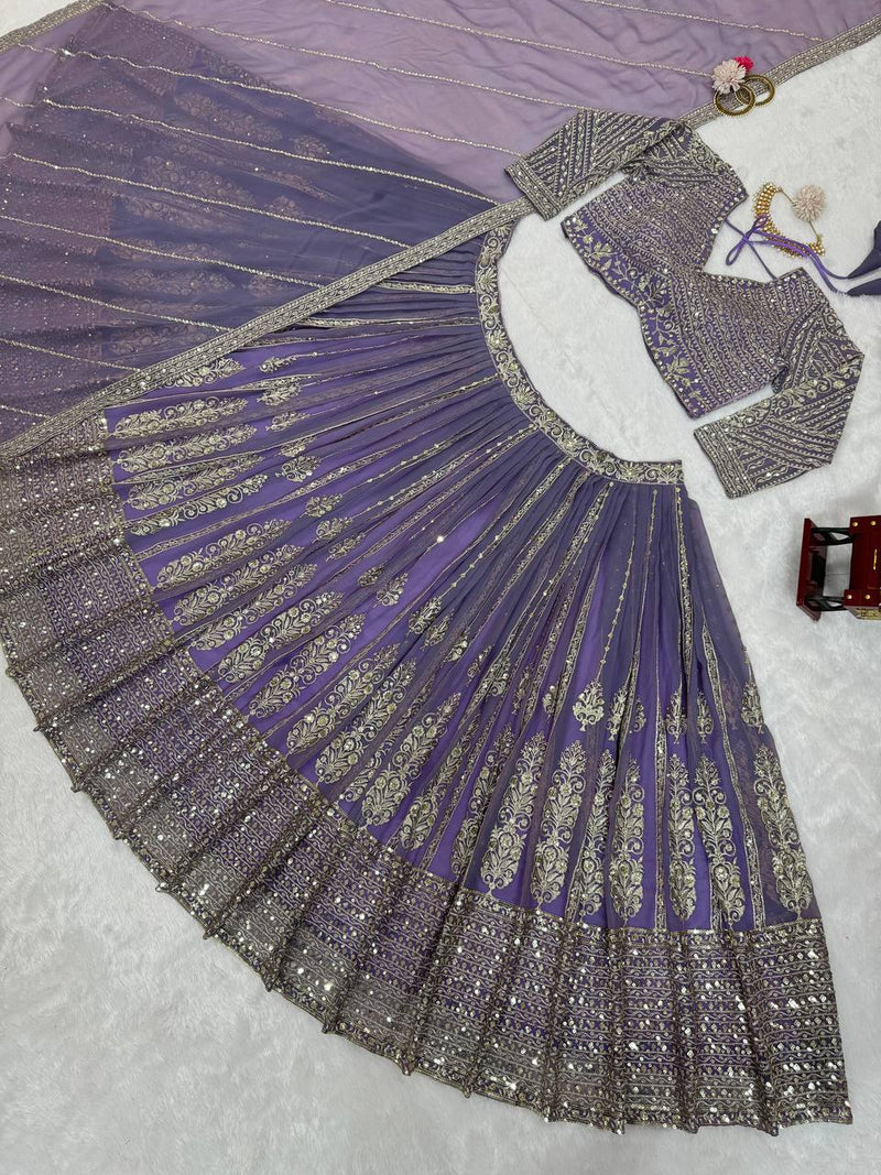 Lavender Color Heavy Sequins Work Designer Trendy Lehenga Choli