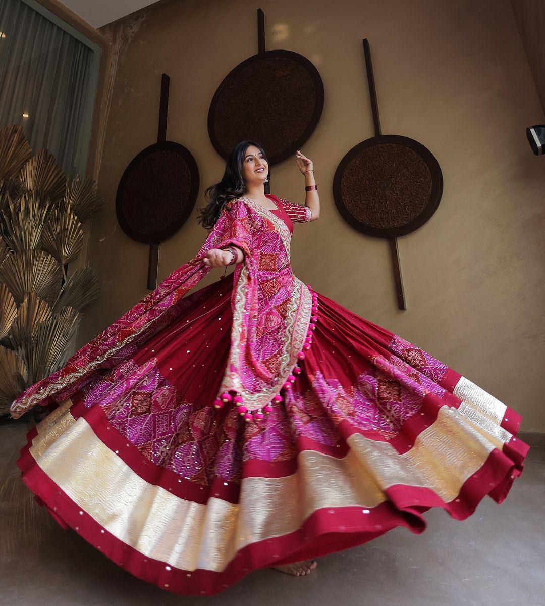 Pink Color Digital Printed Designer Navratri Lehenga Choli