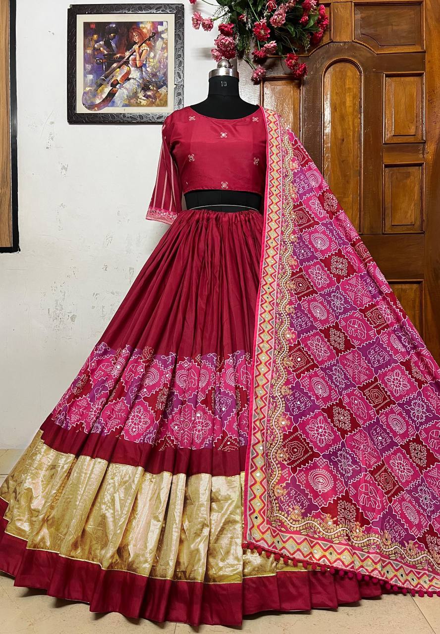 Pink Color Digital Printed Designer Navratri Lehenga Choli