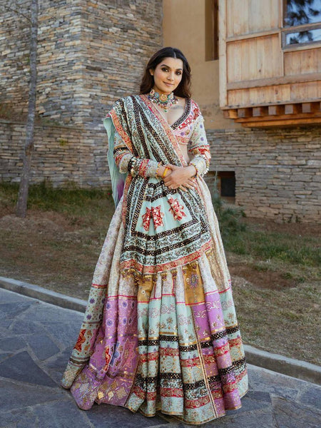 Light Pink and Cream Color Mirror Work Designer Lehenga Choli