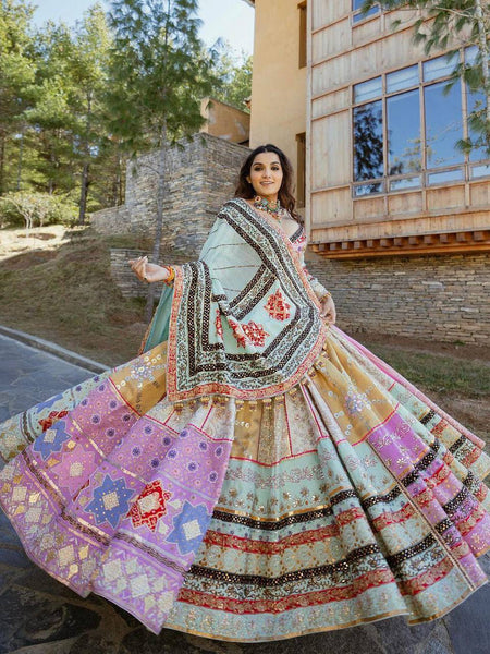 Light Pink and Cream Color Mirror Work Designer Lehenga Choli