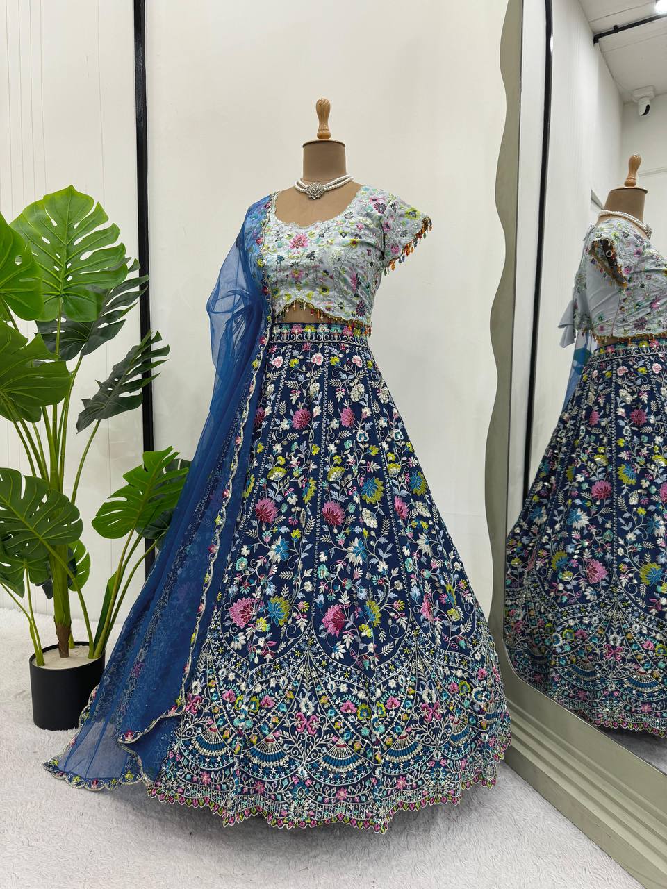 Blue Color Embroidered Sequins Work Designer Heavy Trendy Lehenga Choli