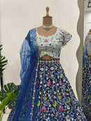 Blue Color Embroidered Sequins Work Designer Heavy Trendy Lehenga Choli