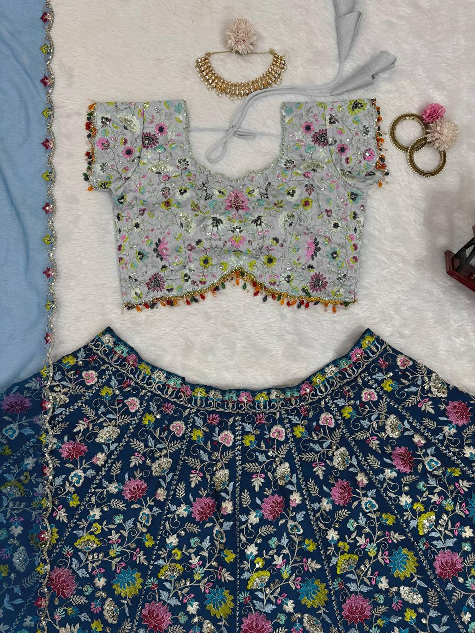 Blue Color Embroidered Sequins Work Designer Heavy Trendy Lehenga Choli