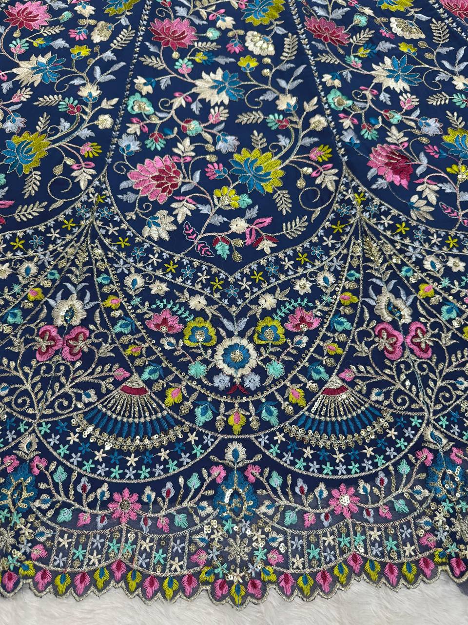 Blue Color Embroidered Sequins Work Designer Heavy Trendy Lehenga Choli