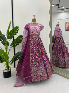 Purple Color Embroidered Sequins Work Designer Heavy Trendy Lehenga Choli