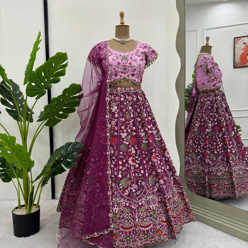 Purple Color Embroidered Sequins Work Designer Heavy Trendy Lehenga Choli