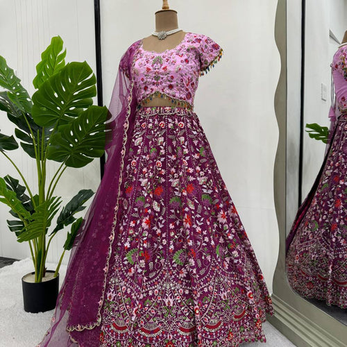 Purple Color Embroidered Sequins Work Designer Heavy Trendy Lehenga Choli
