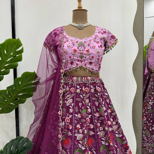 Purple Color Embroidered Sequins Work Designer Heavy Trendy Lehenga Choli