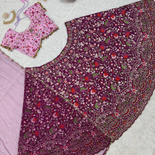Purple Color Embroidered Sequins Work Designer Heavy Trendy Lehenga Choli