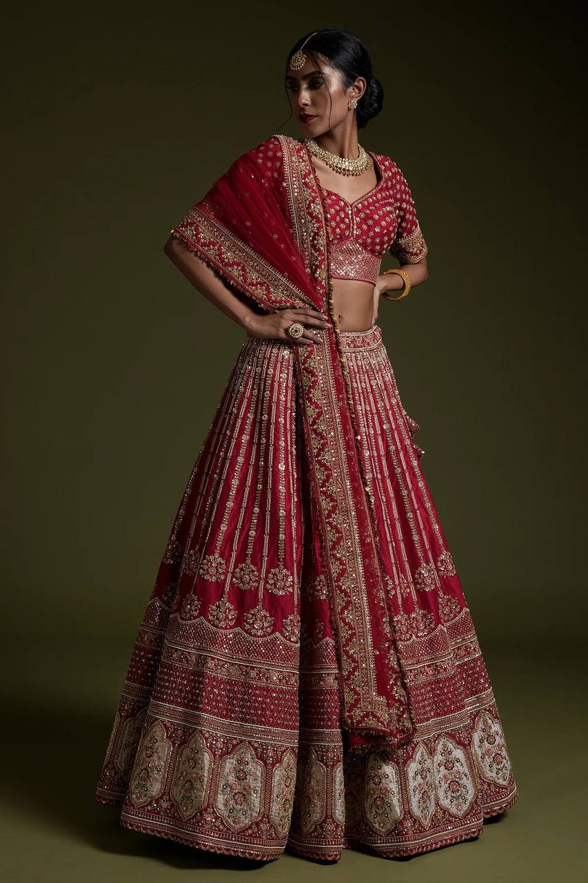 Maroon Bridal Sequin Work Lehenga Choli