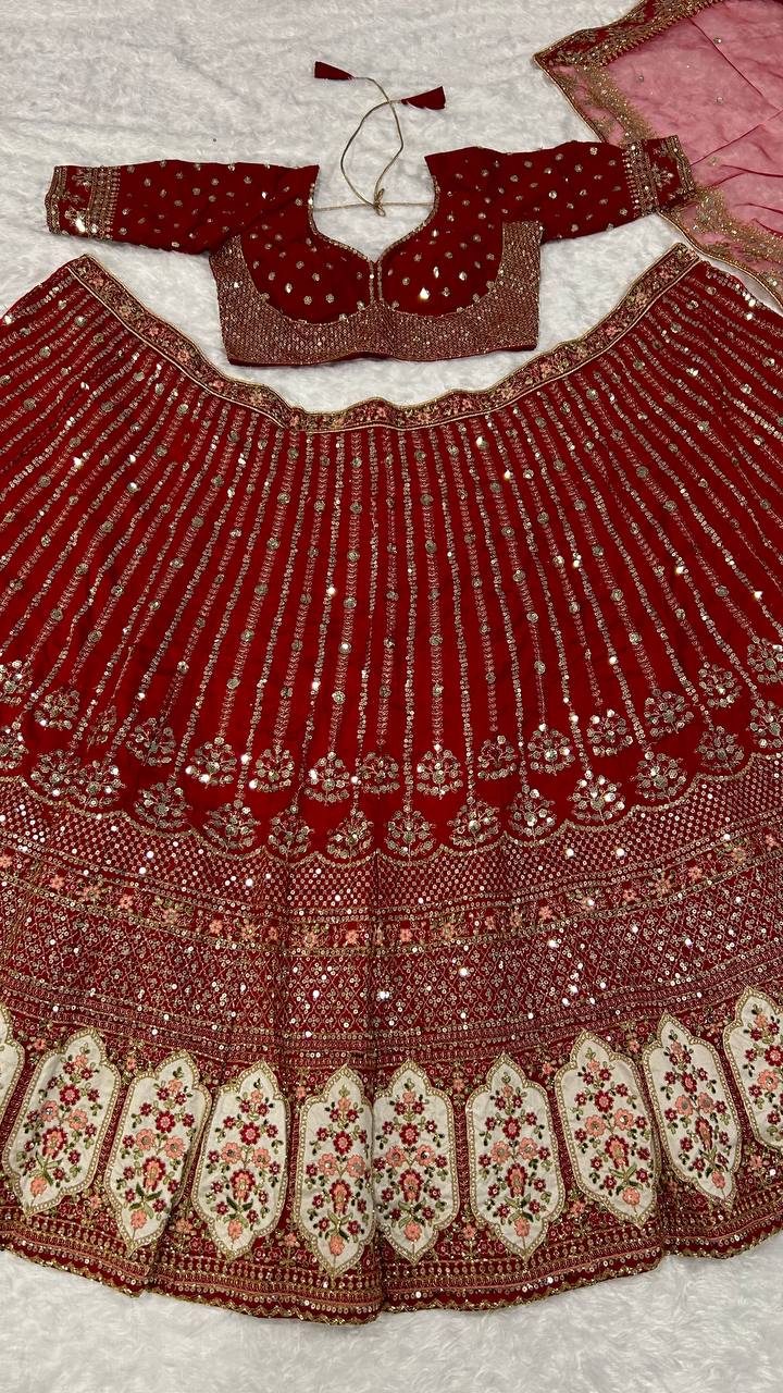 Maroon Bridal Sequin Work Lehenga Choli