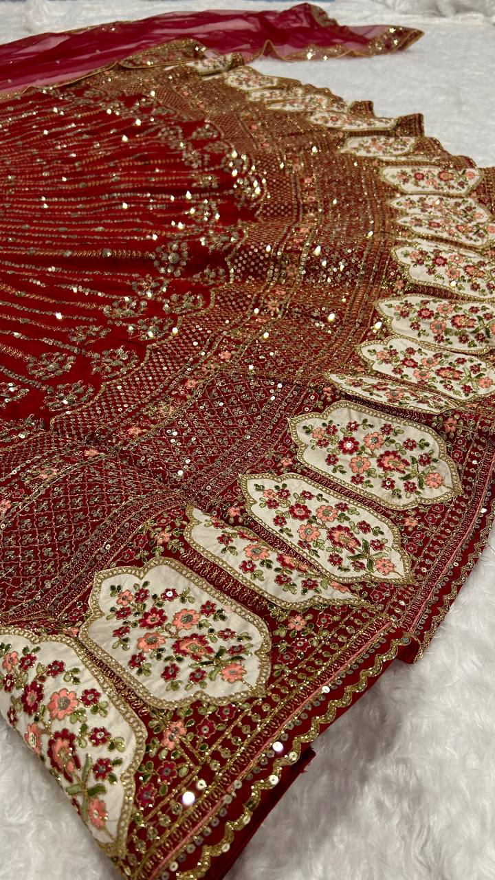 Maroon Bridal Sequin Work Lehenga Choli