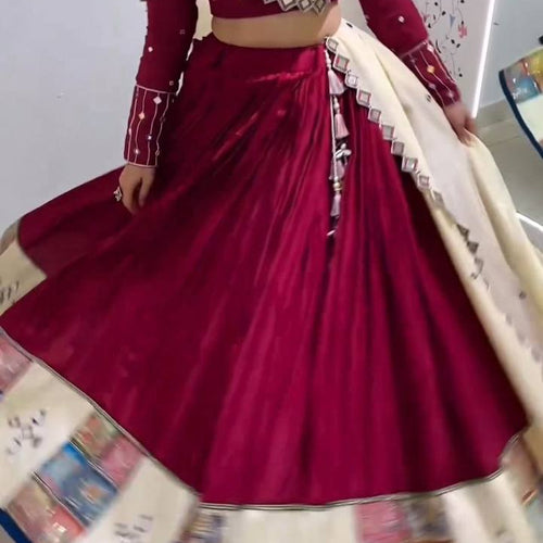 Rani Pink Color Rayon Digital Printed Mirror Work Lehenga Choli
