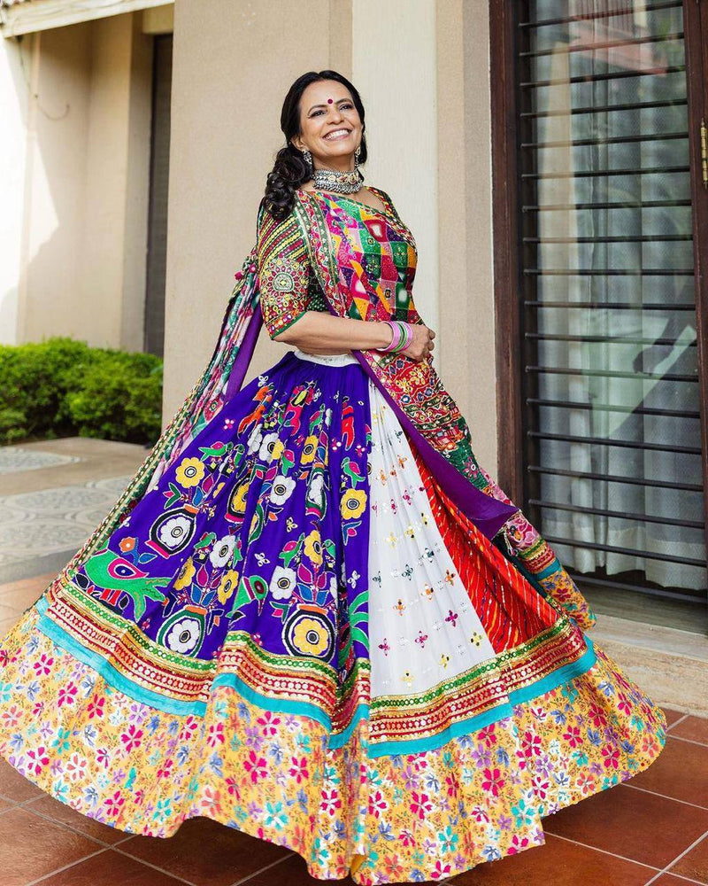 Multi Color Designer Navratri Special Trendy Mirror Work Chaniya Choli