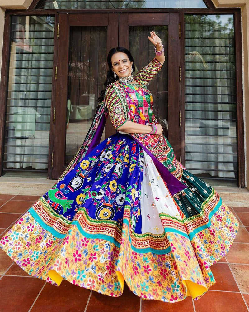 Multi Color Designer Navratri Special Trendy Mirror Work Chaniya Choli