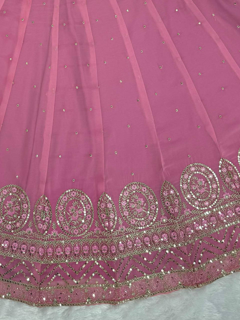 Light Pink Color Sequins Work Georgette Designer Lehenga Choli