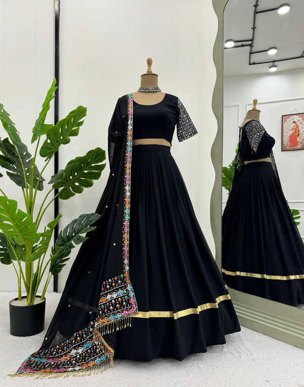 Black Color Trendy Looking Georgette Party Wear Lehenga Choli