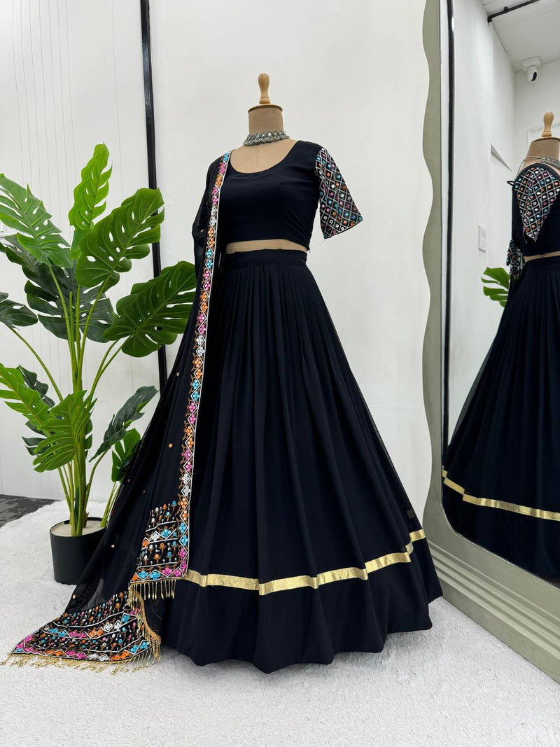 Black Color Trendy Looking Georgette Party Wear Lehenga Choli