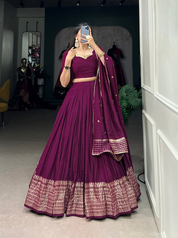 Rani Pink Color Beautiful Trendy Zari Weaving Designer Lehenga Choli