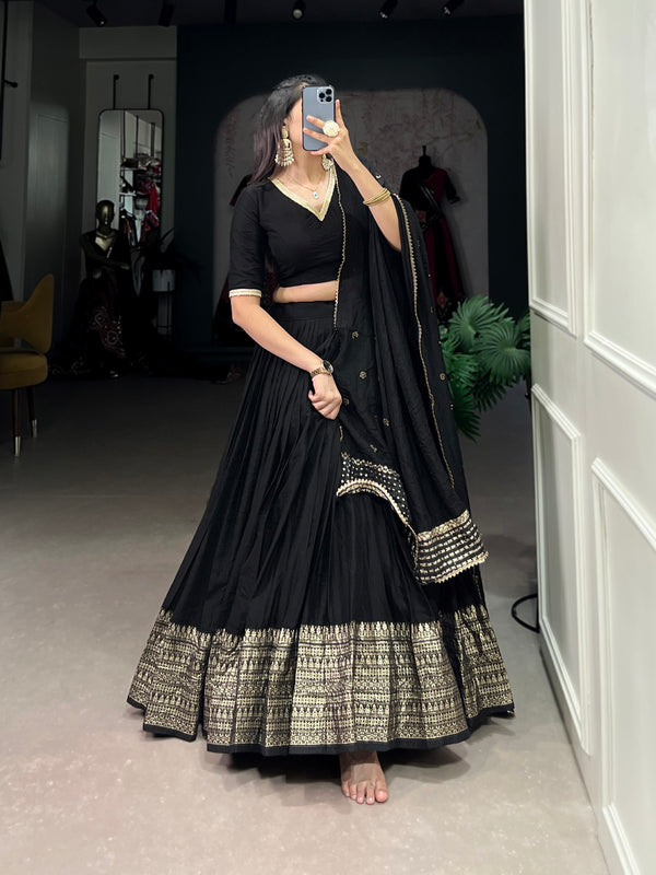 Black Color Beautiful Trendy Zari Weaving Designer Lehenga Choli