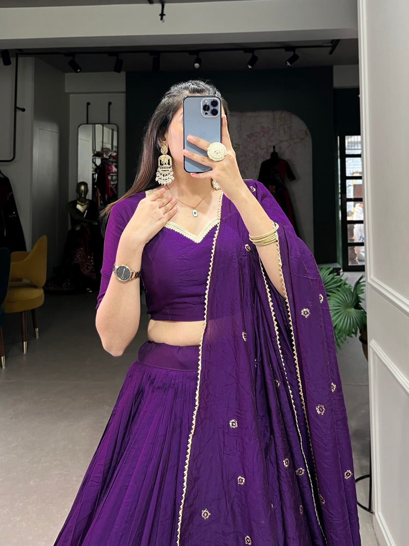 Violet Color Beautiful Trendy Zari Weaving Designer Lehenga Choli