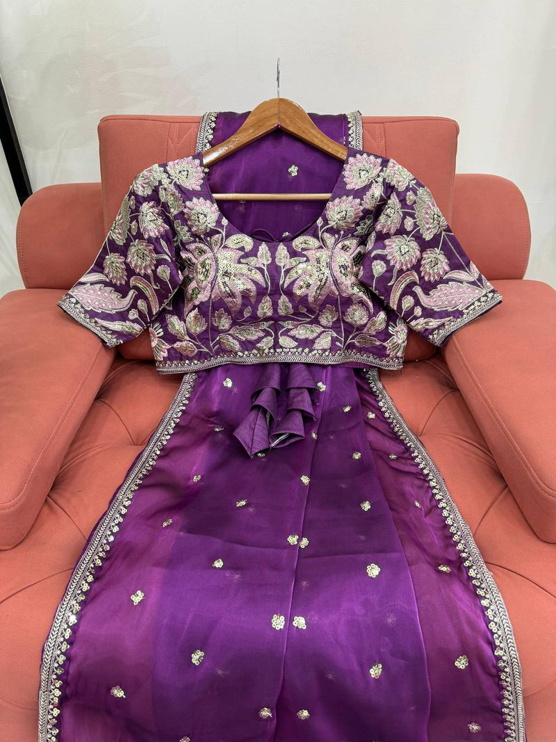 Purple Color Sequence Work Jimmy Chu Designer Saree