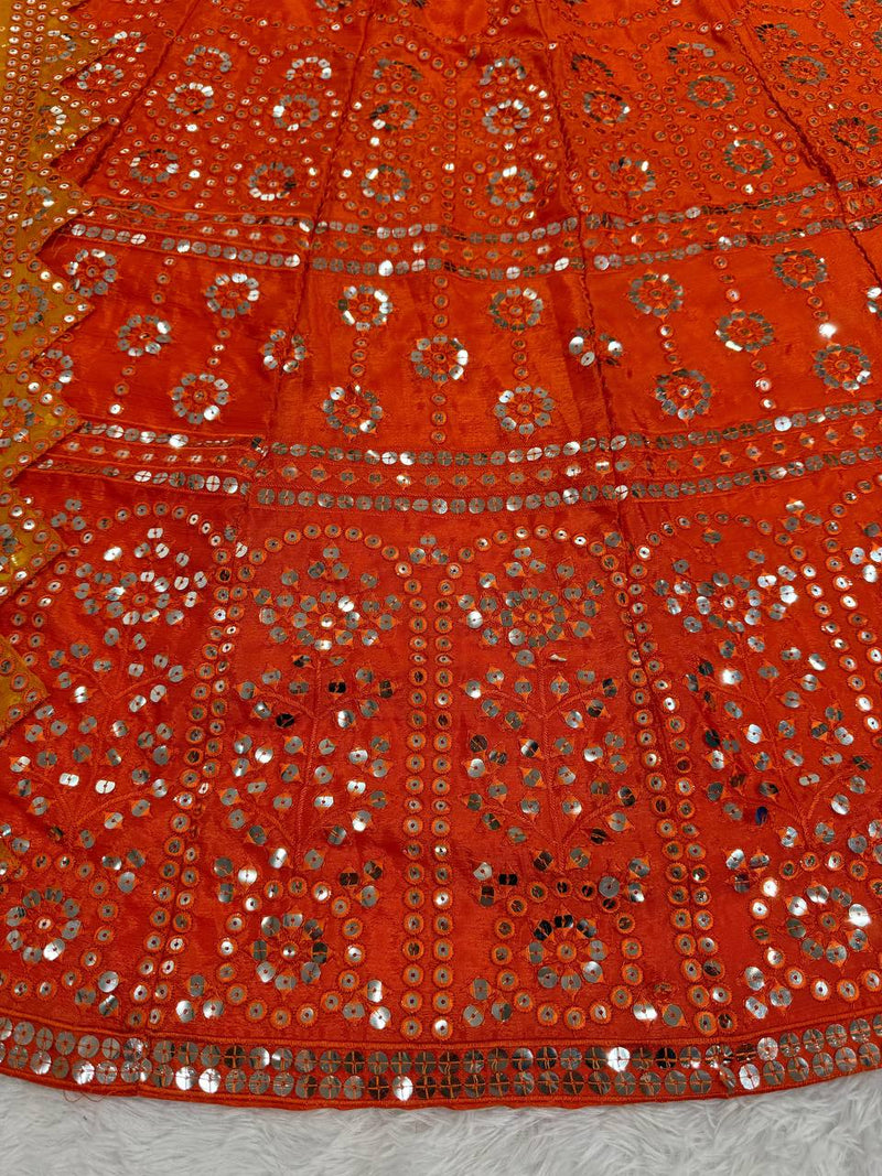 Orange Color Wedding Wear Designer Sequence Work Designer Lehenga Choli