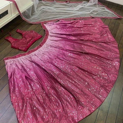 Pink Color Heavy Sequence Work Party Wear Lehenga Choli