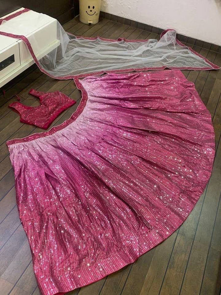 Pink Color Heavy Sequence Work Party Wear Lehenga Choli