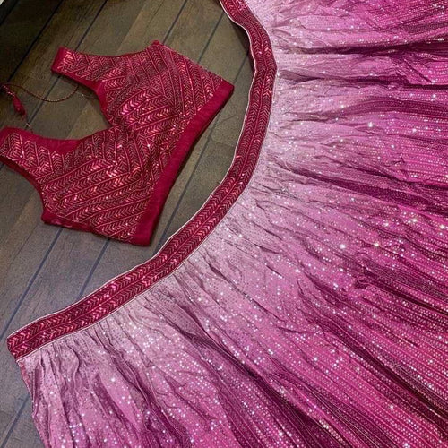 Pink Color Heavy Sequence Work Party Wear Lehenga Choli