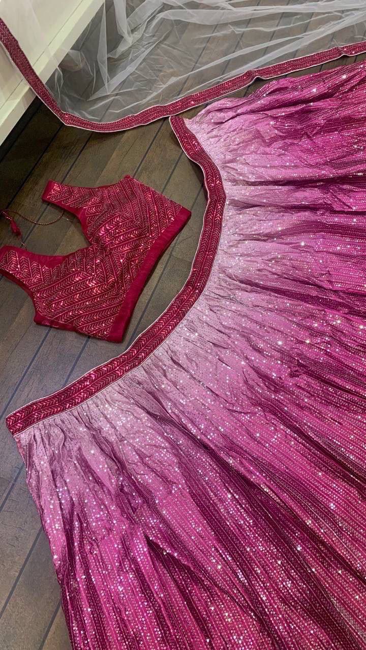 Pink Color Heavy Sequence Work Party Wear Lehenga Choli