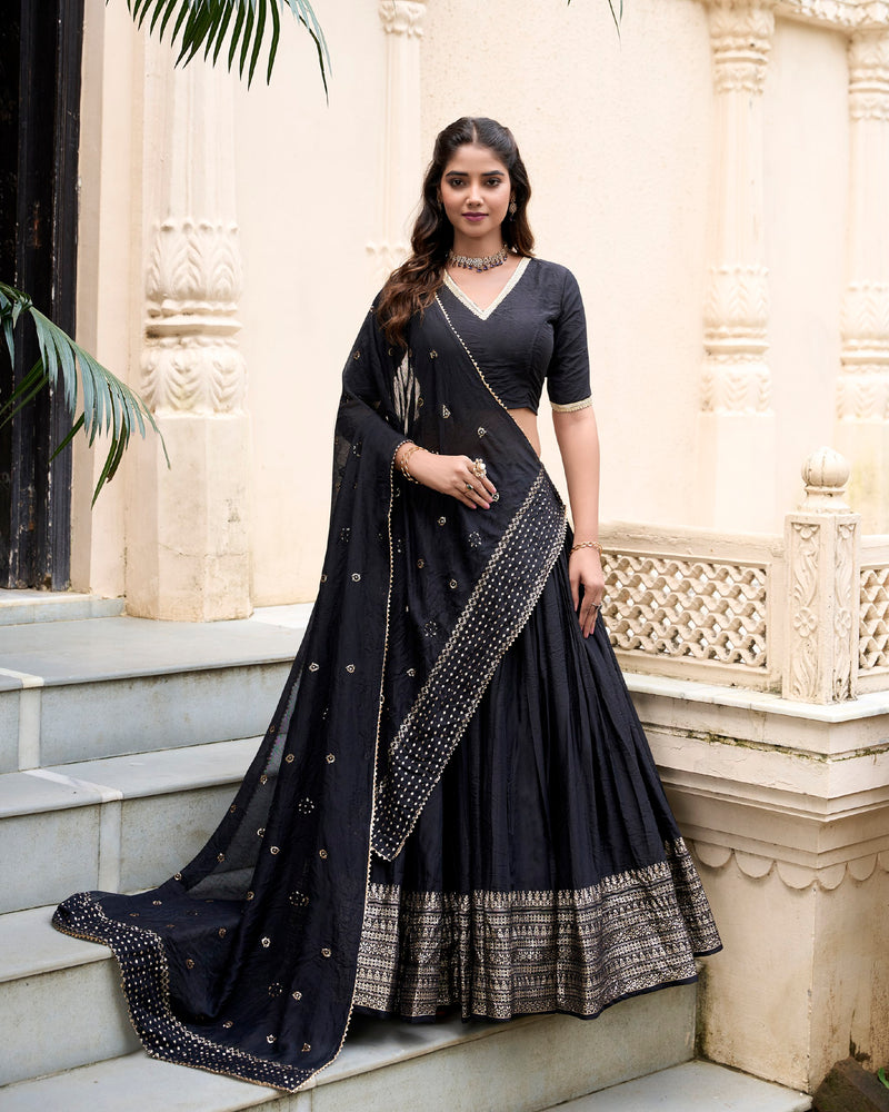 Black Color Beautiful Trendy Zari Weaving Designer Lehenga Choli