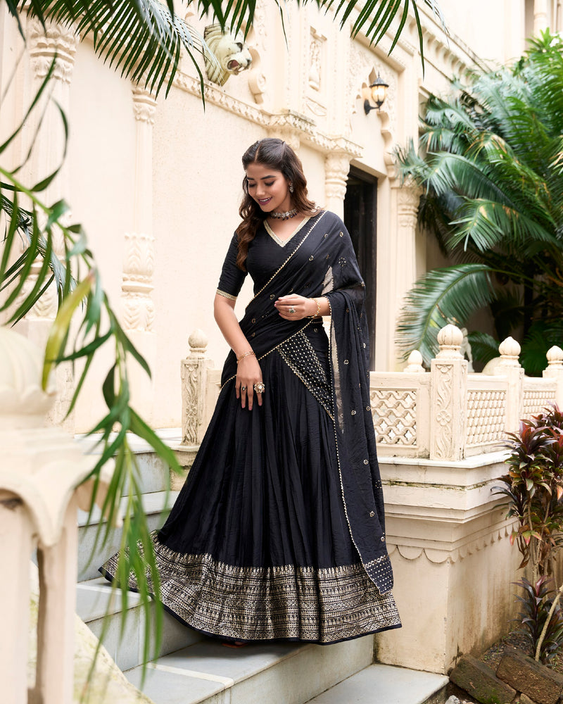 Black Color Beautiful Trendy Zari Weaving Designer Lehenga Choli