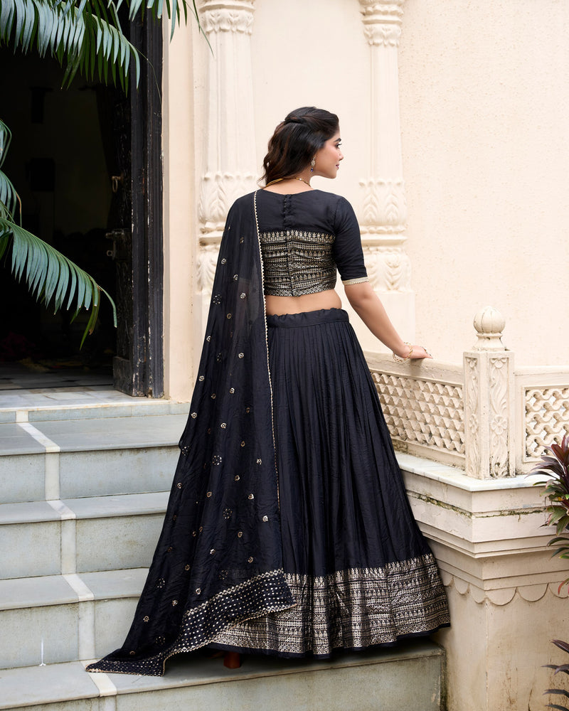 Black Color Beautiful Trendy Zari Weaving Designer Lehenga Choli