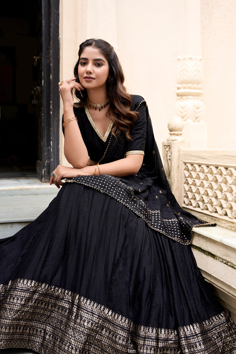 Black Color Beautiful Trendy Zari Weaving Designer Lehenga Choli