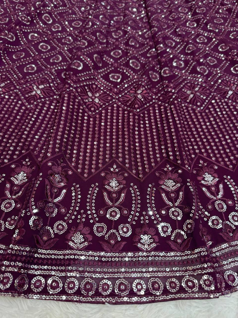 Purple Color Designer Georgette Trendy Sequence Work Lehenga Choli