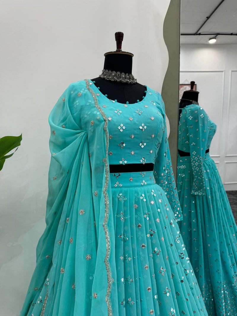 Rama Color Trendy Designer Georgette Lehenga Choli for Women