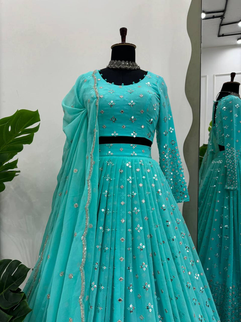 Rama Color Trendy Designer Georgette Lehenga Choli for Women