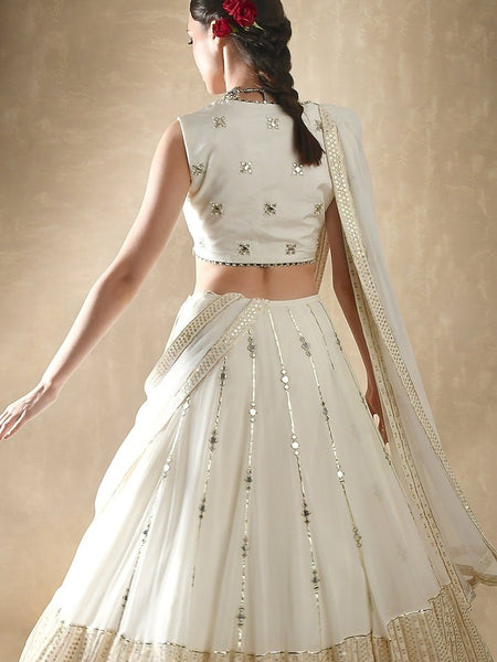 White Color Georgette Trendy Sequins Work Designer Lehenga Choli