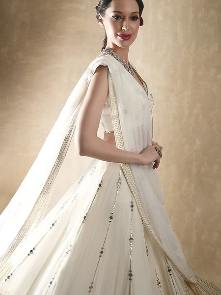 White Color Georgette Trendy Sequins Work Designer Lehenga Choli