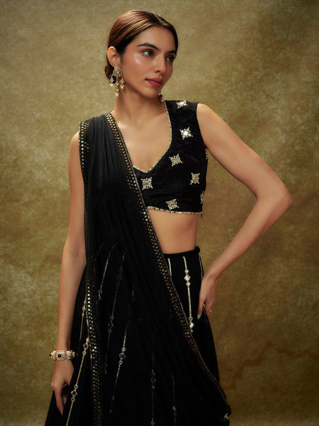 Black Color Georgette Trendy Sequins  Work Designer Lehenga Choli