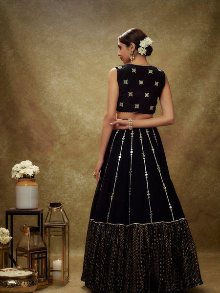 Black Color Georgette Trendy Sequins  Work Designer Lehenga Choli