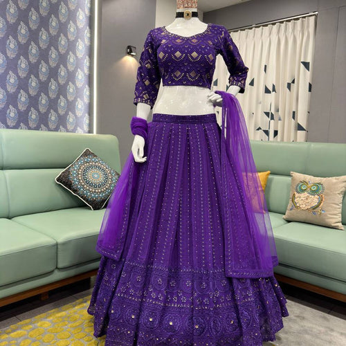 Purple Color Embroidery Sequins Work Designer Lehenga Choli