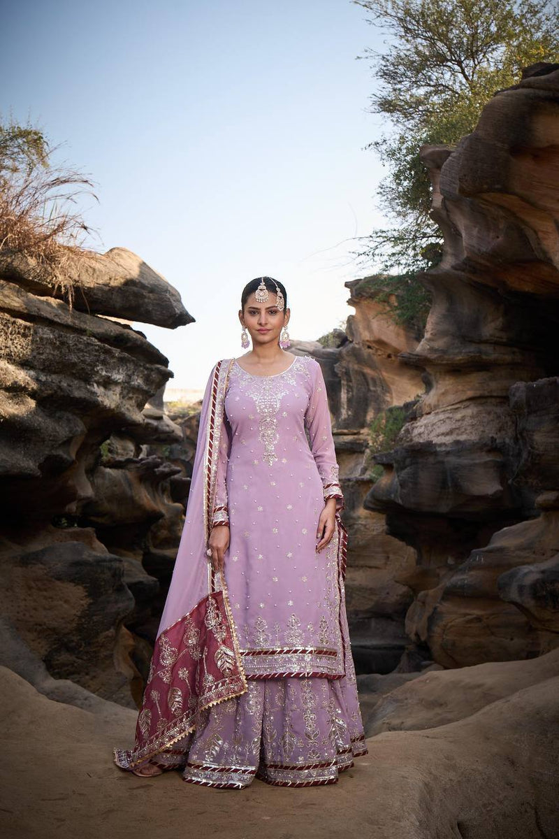 Baby Pink Color Thread With Sequence work Sharara Suit