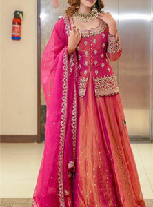 Pink Color Wedding Wear Designer Embroidered Ready to Wear Lehenga Top