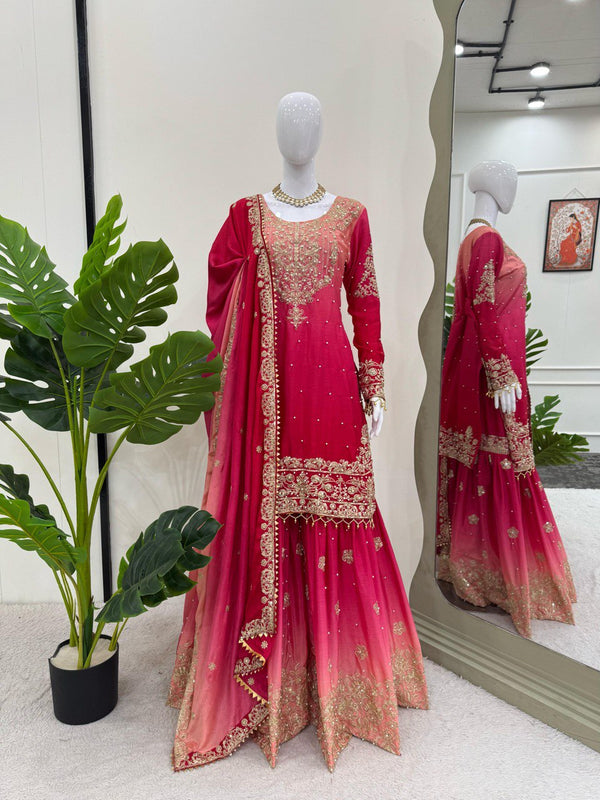 Pink Color Sequence Work Trendy Designer Sharara Suit